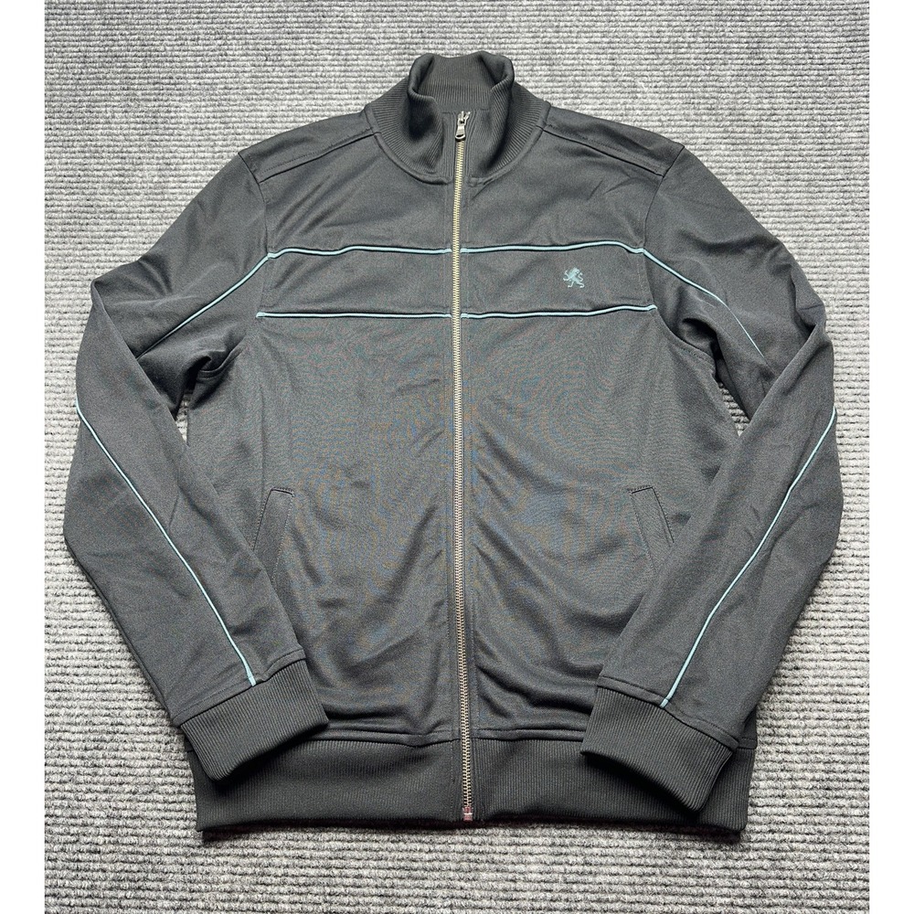 Express Jacket Mens Small Black Modern Fit Track Full Zip Piping Pockets Knit